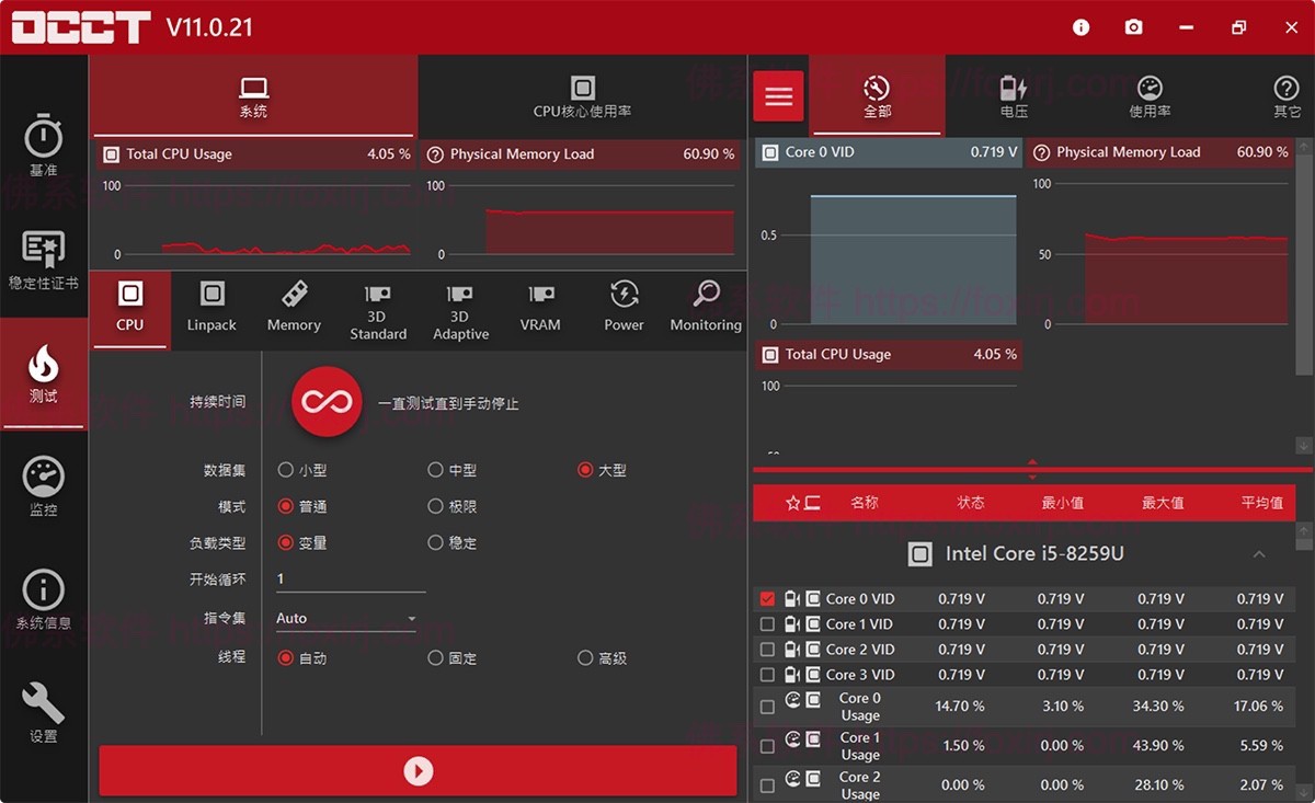 OCCT 14.2.6.99 硬件稳定性超频测试-佛系软件 OCCT 14.2.6.99 硬件稳定性超频测试-佛系软件