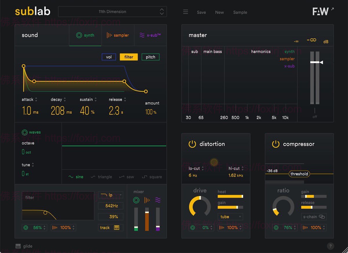 SubLab 1.1.9 808低音合成插件-佛系软件 SubLab 1.1.9 808低音合成插件-佛系软件
