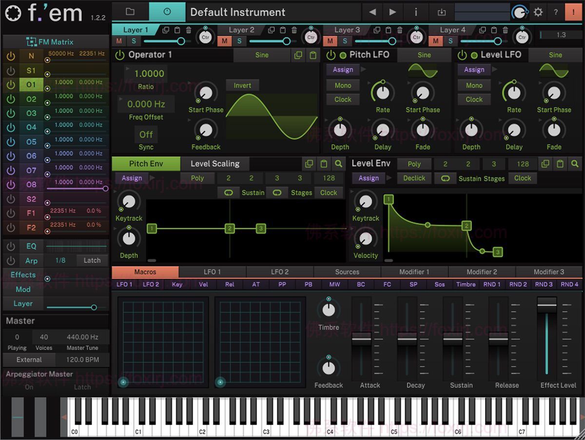 Tracktion F-em 1.2.2 混合四音色合成器插件