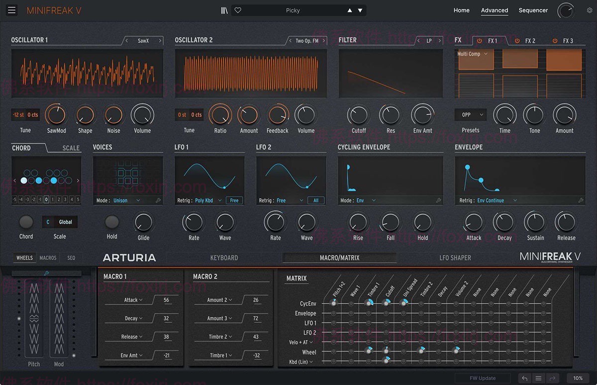 Arturia MiniFreak V 4.0.1.6181 复音混音模拟合成器插件
