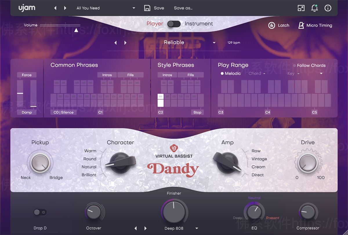 UJAM Virtual Bassist DANDY 2.4.0 复古低音模拟插件-佛系软件 UJAM Virtual Bassist DANDY 2.4.0 复古低音模拟插件-佛系软件