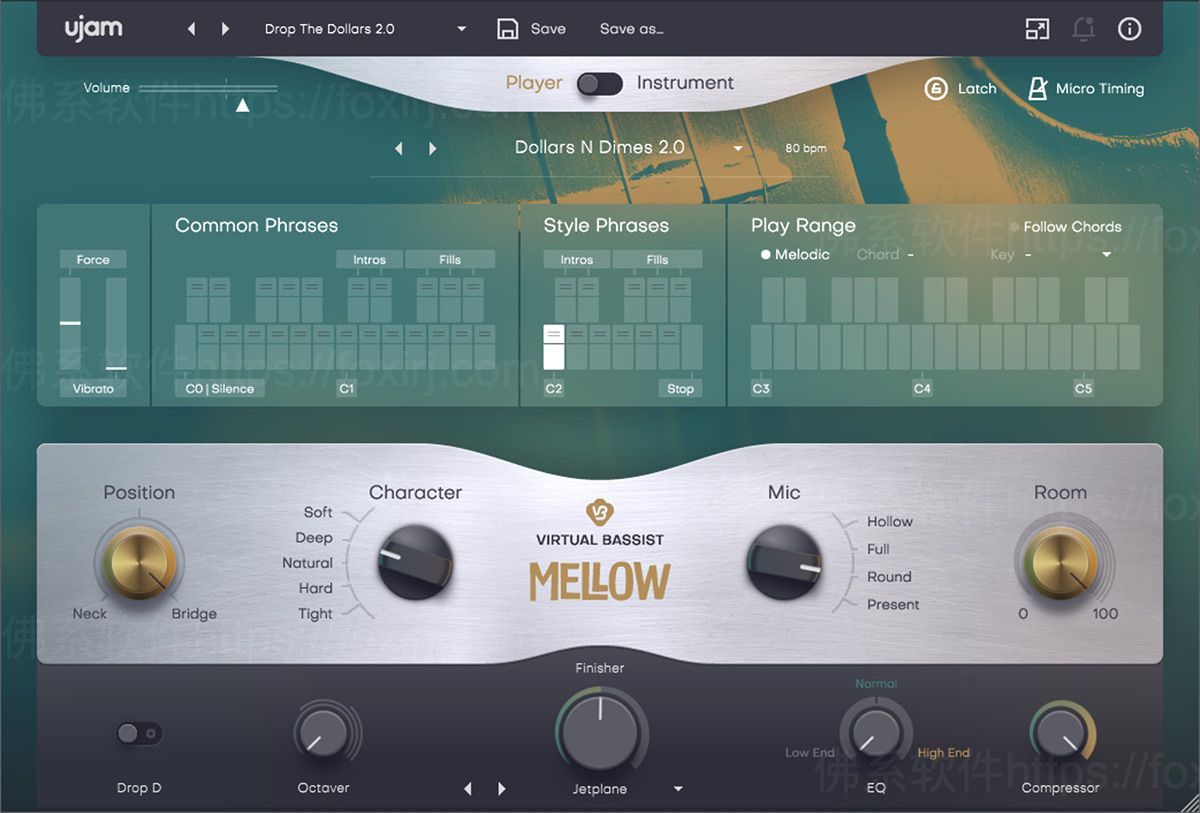 UJAM Virtual Bassist MELLOW 2.1.1 原声低音提琴模拟插件-佛系软件 UJAM Virtual Bassist MELLOW 2.1.1 原声低音提琴模拟插件-佛系软件