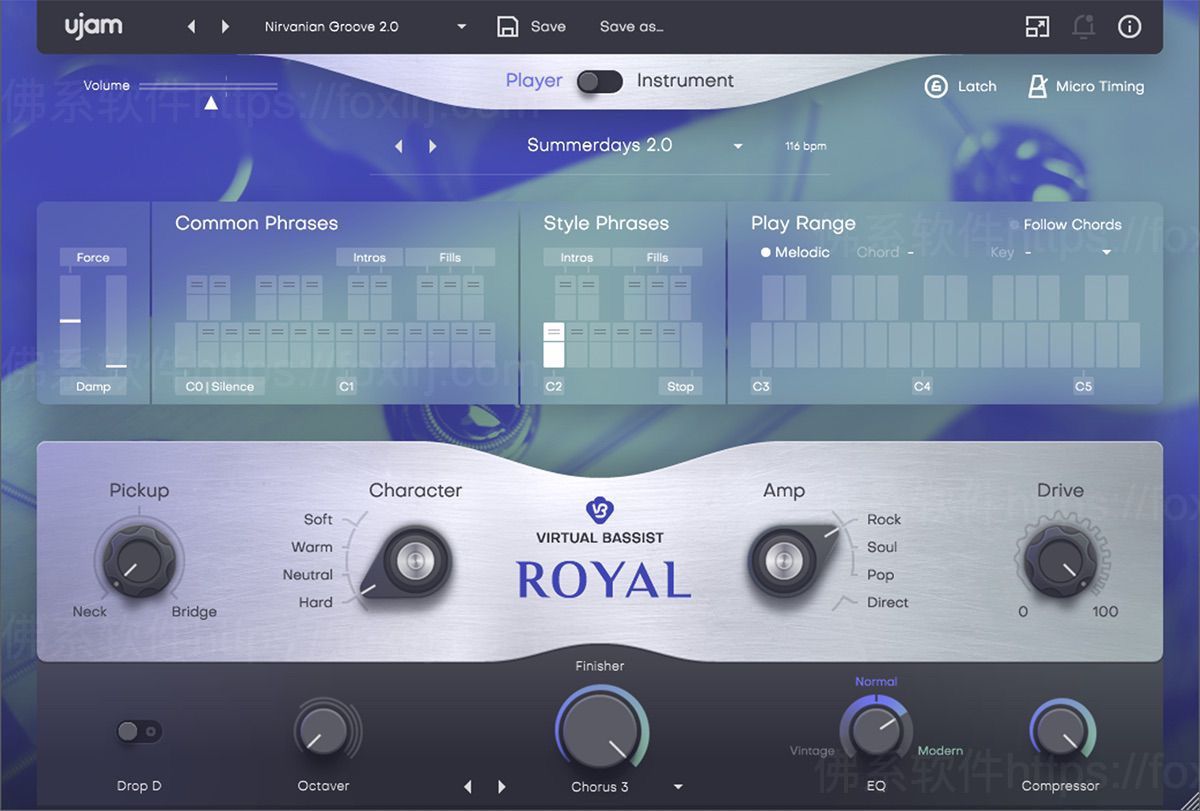 UJAM Virtual Bassist ROYAL 2.1.1 平滑指法电贝斯模拟插件-佛系软件 UJAM Virtual Bassist ROYAL 2.1.1 平滑指法电贝斯模拟插件-佛系软件