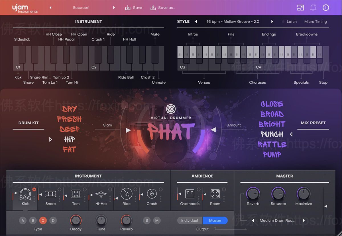 UJAM Virtual Drummer PHAT 2.4.1 嘻哈/放克和灵魂鼓模拟插件