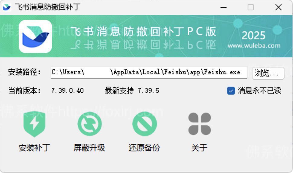 FeiShuRevokeMsgPatcher 2.9.2 飞书消息防撤回/多开/消息永不已读